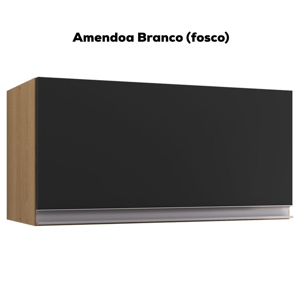 Armario Aereo Basculante 60cm Andreia Amendoa Preto REAJL Moveis