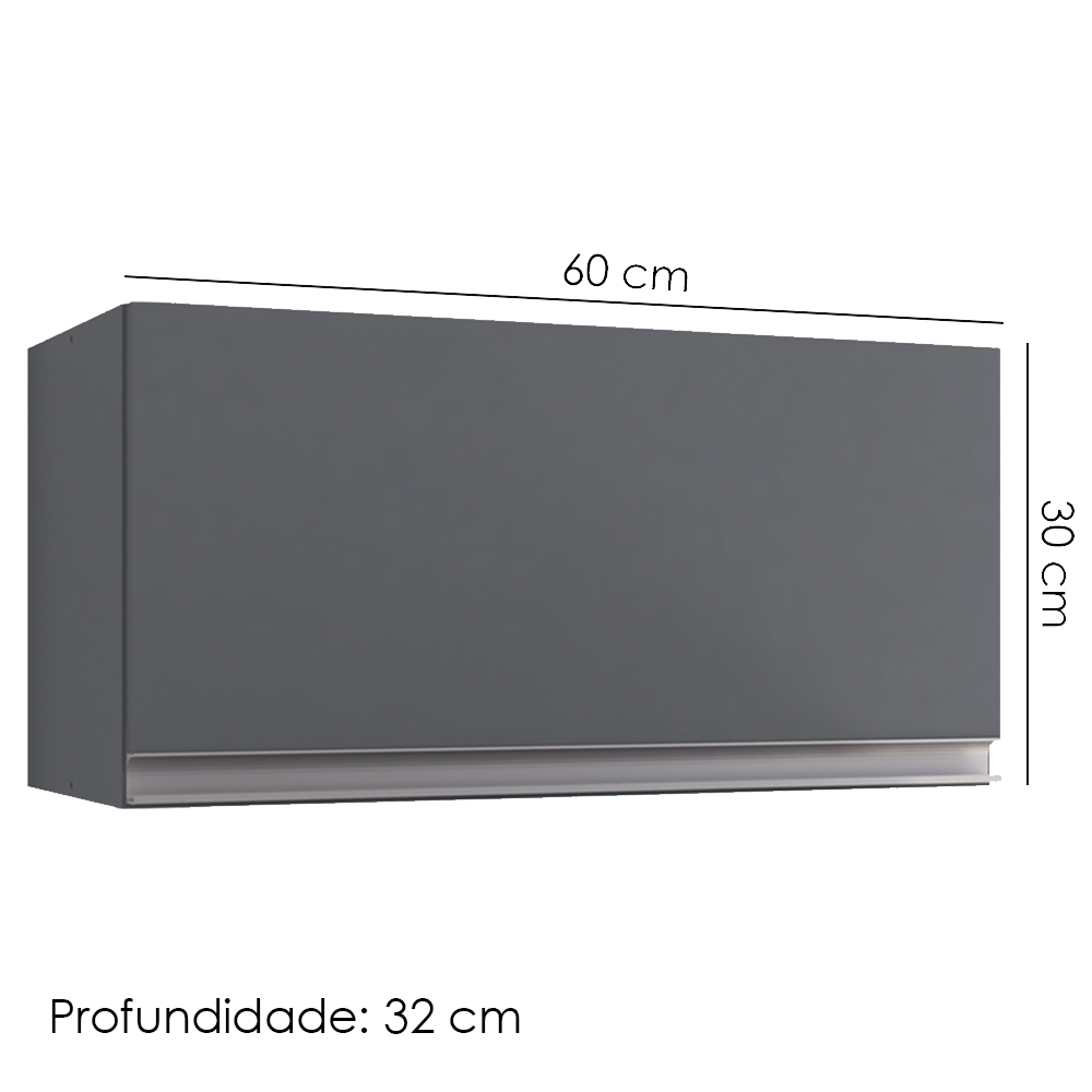 Armario Aereo Basculante 60cm Andreia Cinza REAJL Moveis