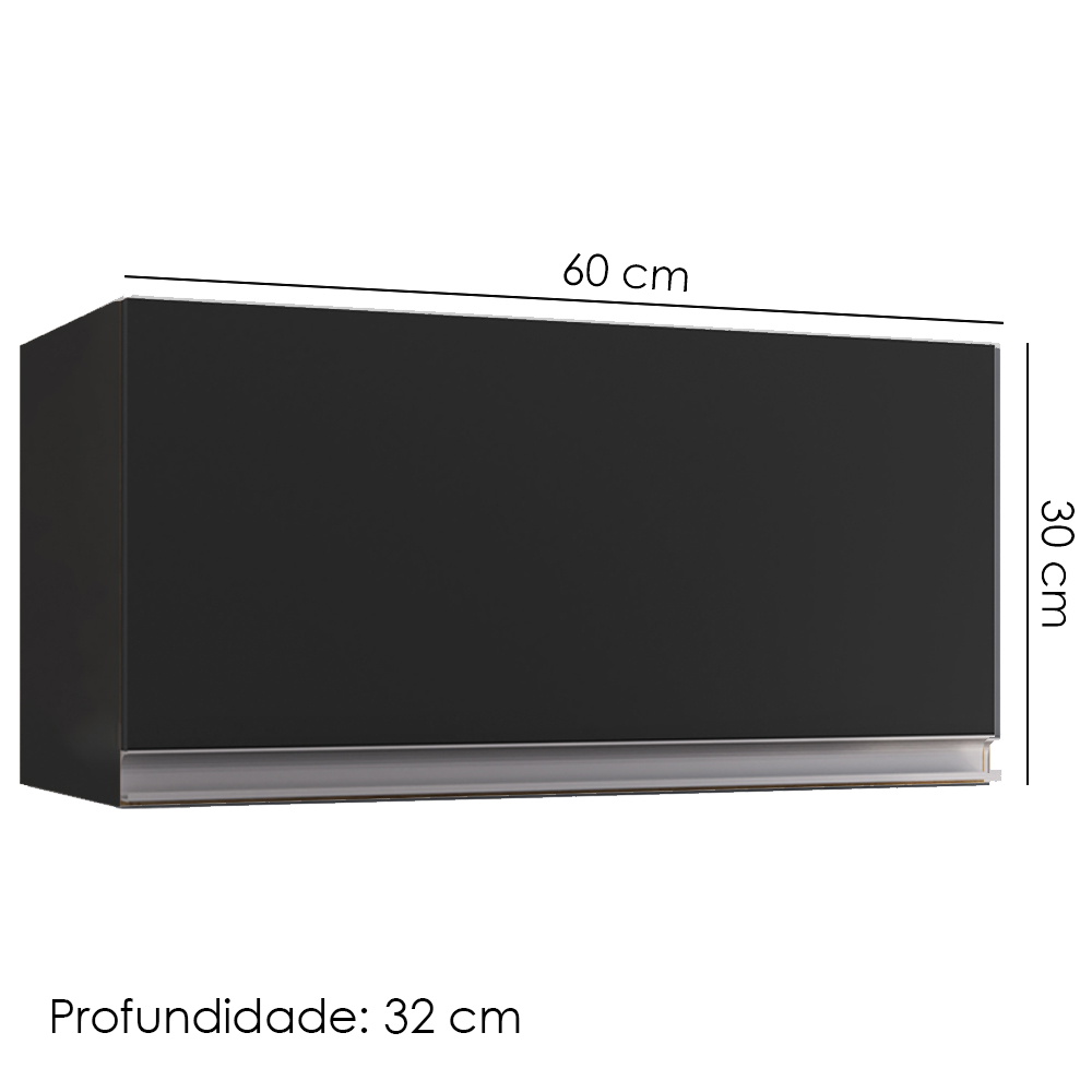 Armario Aereo Basculante 60cm Andreia Preto REAJL Moveis