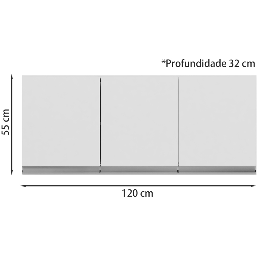 Armario Aereo E Balcao Com Tampo 120 cm Andreia Branco REAJL