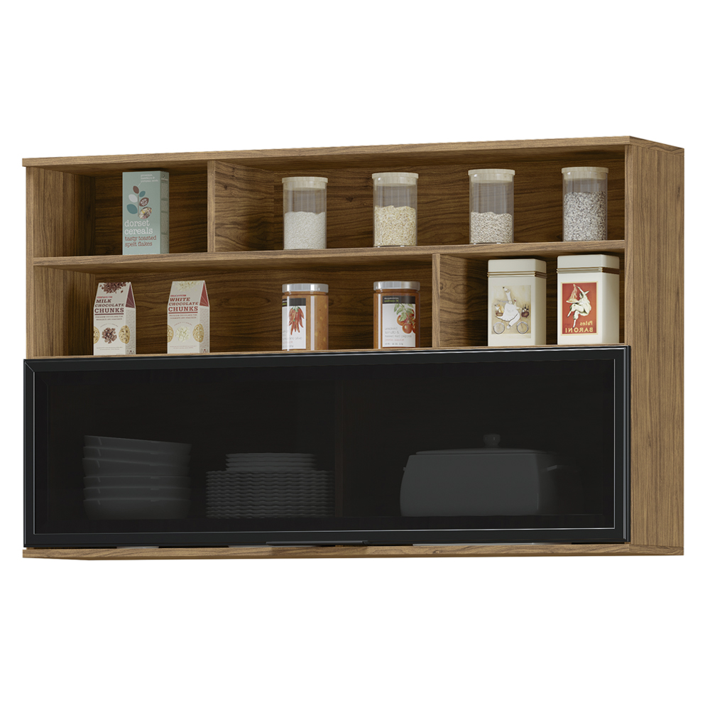Armario Aereo MDF 120 cm 1 PT Vidro Tosc ATO03 Freijo Freijo MXM