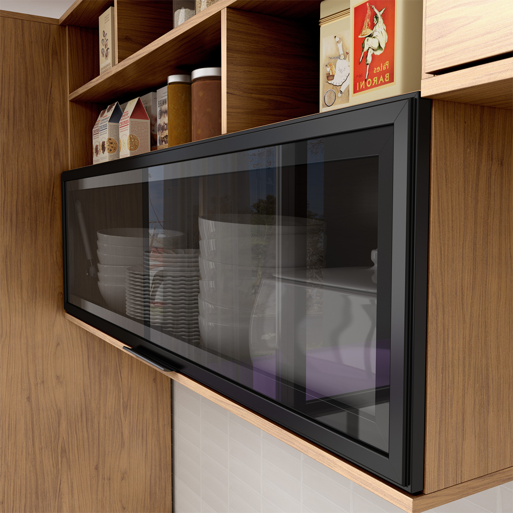 Armario Aereo MDF 120 cm 1 PT Vidro Tosc ATO03 Freijo Freijo MXM