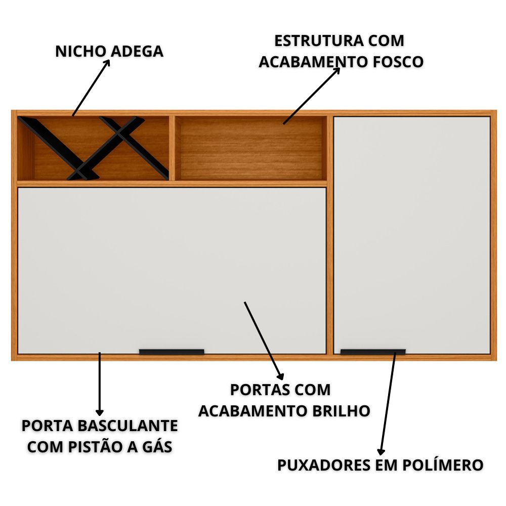 Armario Aereo Nicho 2P 120 cm 12637 Raven Freijo Off White PLN