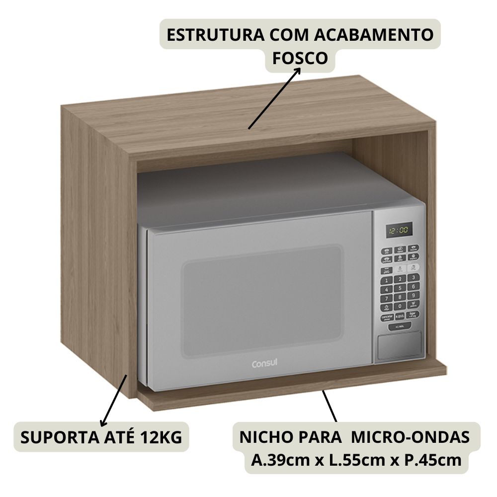 Armario Aereo Nicho Microondas 58 cm 12542 Etti Carvalho Oak PLN