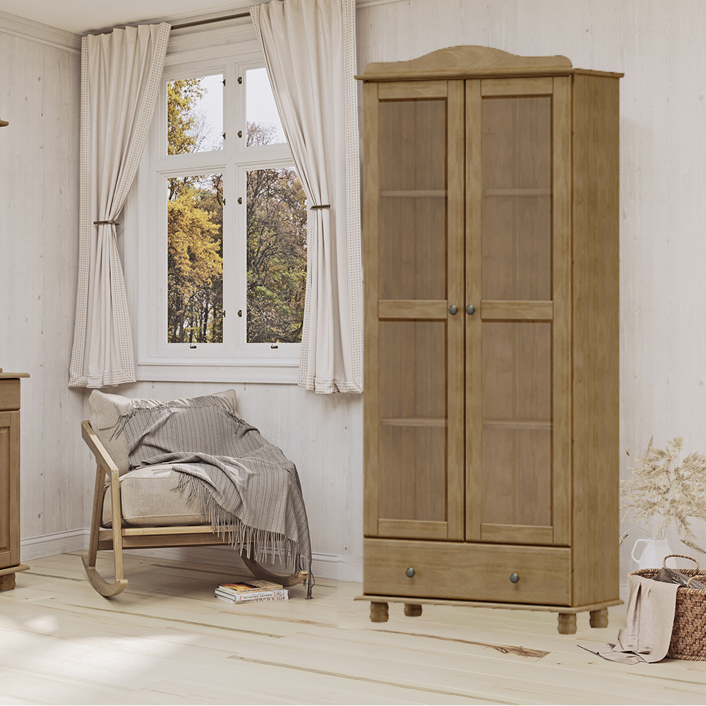 Armario Cristaleira Madeira Maciça 85 cm 8932 Freijo Milani Store