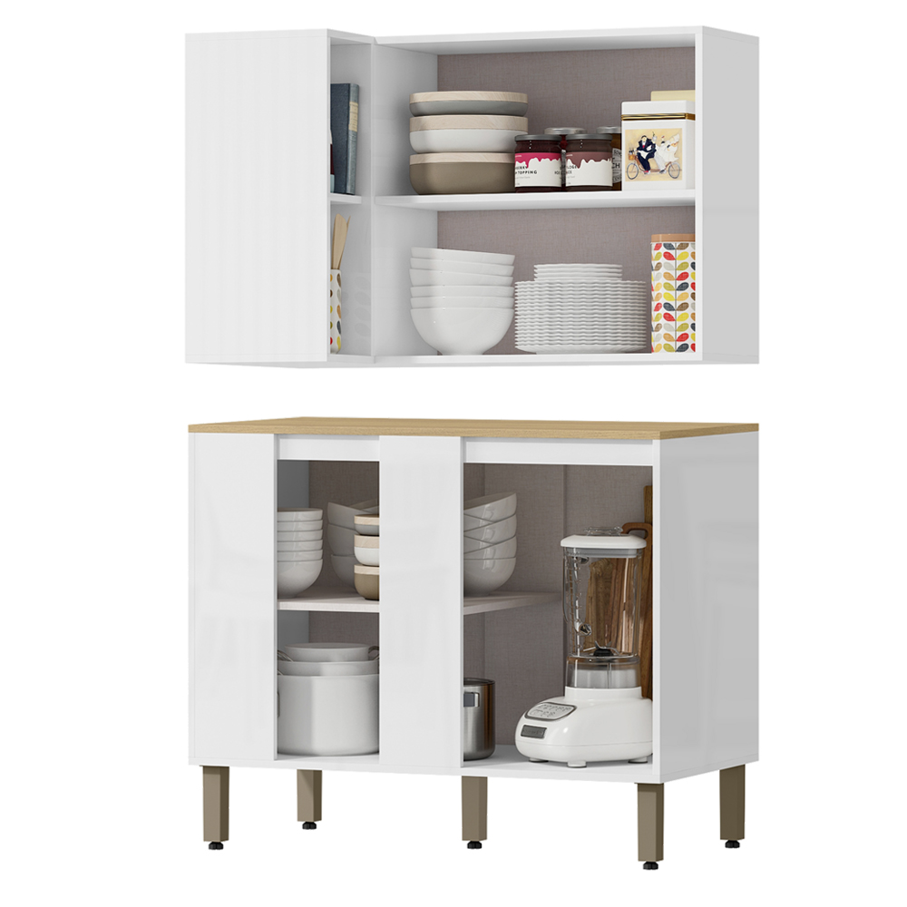 Armario E Balcao Canto 98 cm GLOR ABGL03 Branco Neve MXM