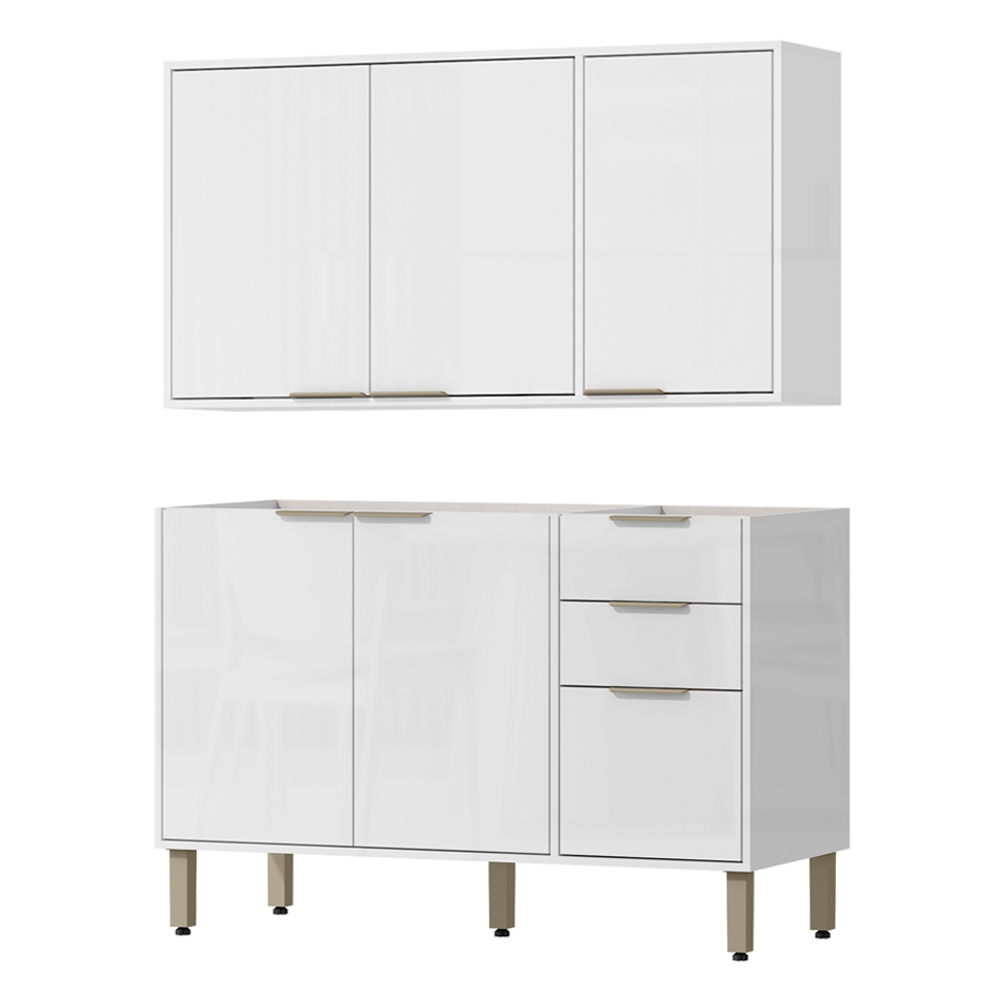 Armario E Balcao Pia 120 cm GLOR ABGL24 Branco Neve MXM