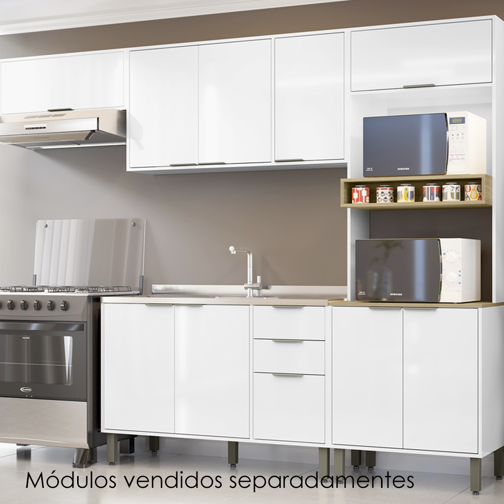 Armario E Balcao Pia 120 cm GLOR ABGL24 Branco Neve MXM