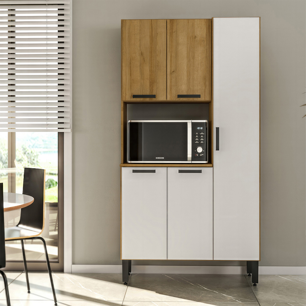 Armario Kit Cozinha 5 Portas 92 cm CD390 Carvalho Branco Dtall