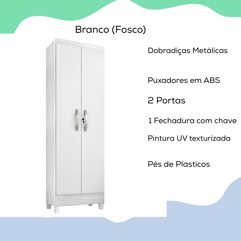 Armario Multiuso 2 Portas 11694 61 cm Branco INCP