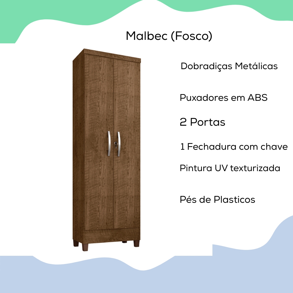 Armario Multiuso 2 Portas 11694 61 cm Malbec INCP
