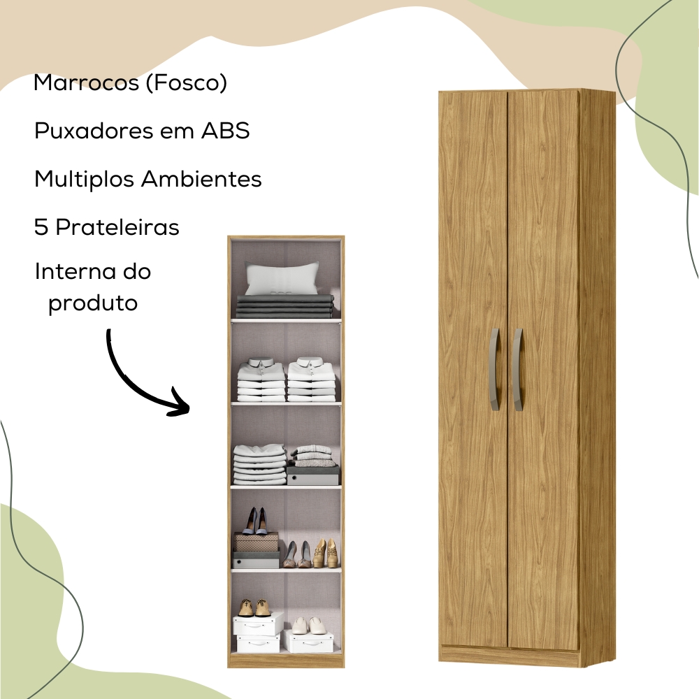 Armario Multiuso 2 Portas 170 cm MDP LARA MU019 Marrocos MXM