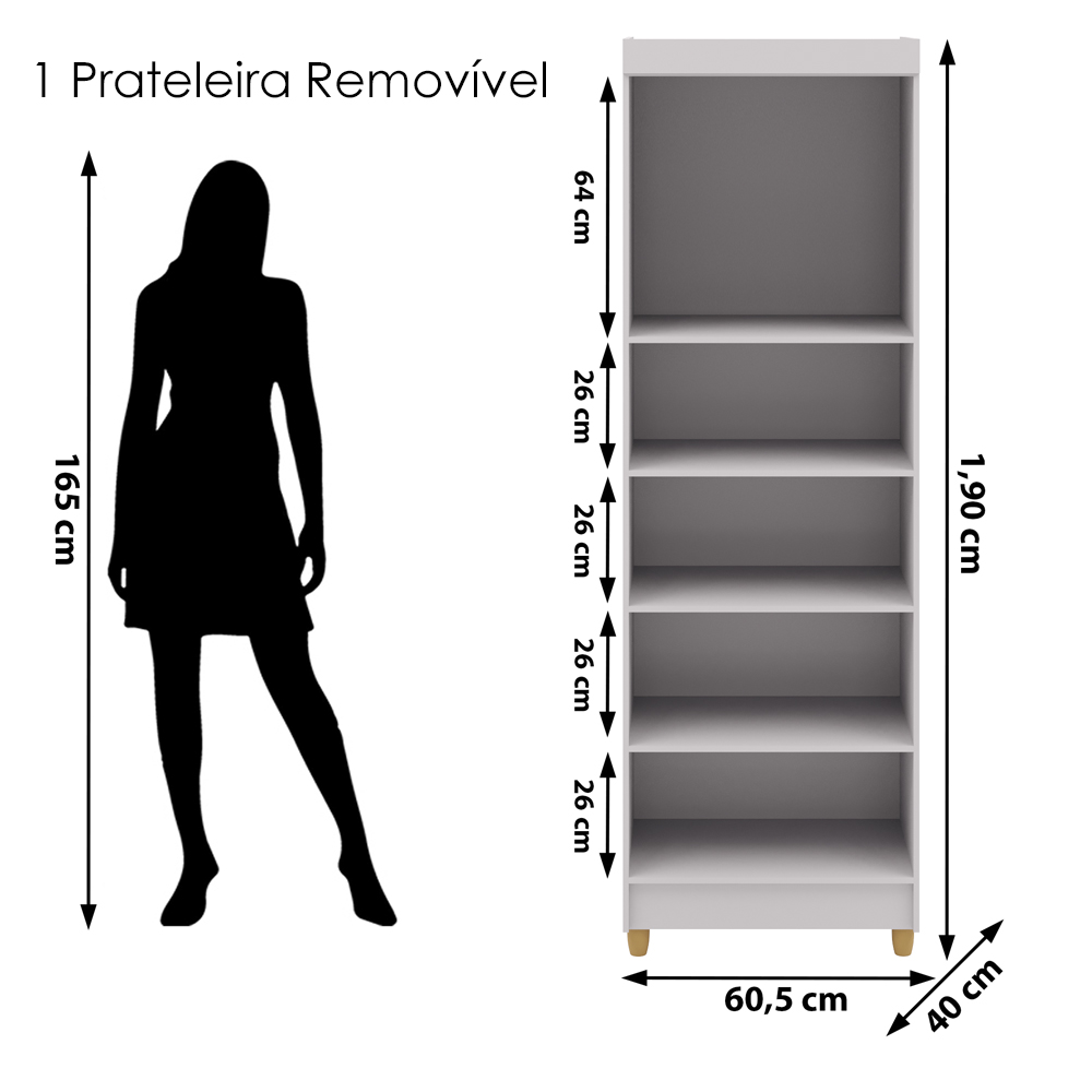 Armario Multiuso 2 Portas 60 cm LIN 10045 Branco VLR