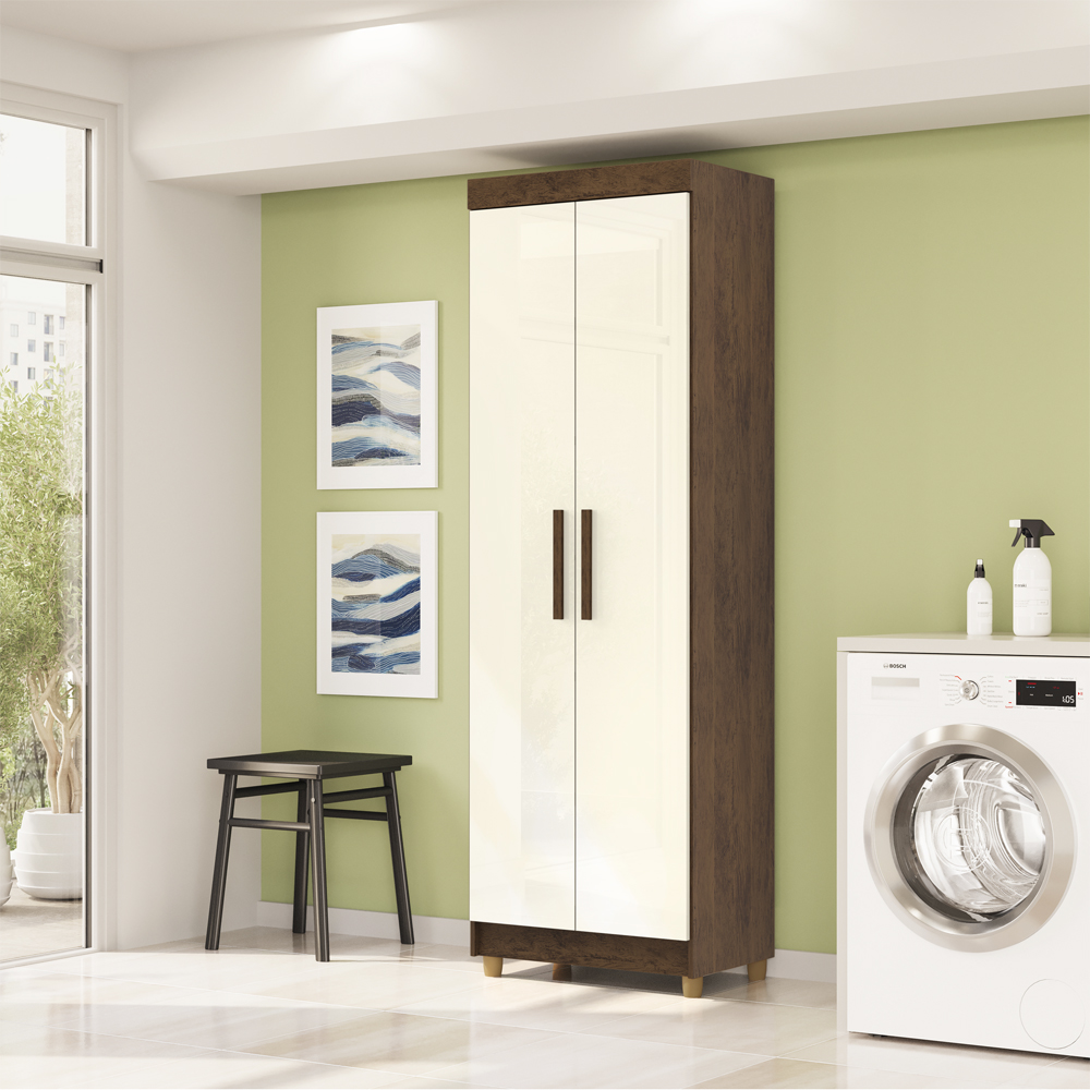 Armario Multiuso 2 Portas 60 cm LIN 10045 Imbuia Champanhe VLR