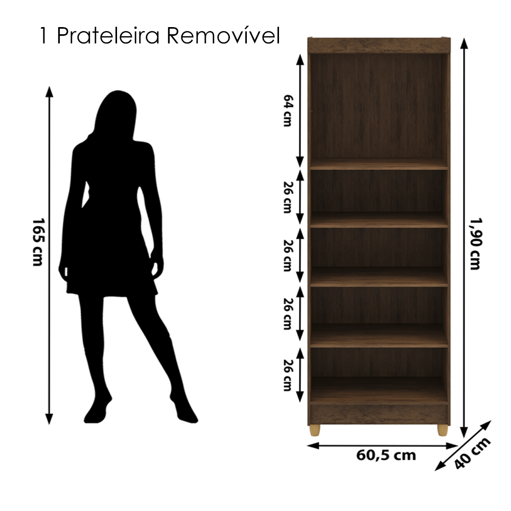 Armario Multiuso 2 Portas 60 cm LIN 10045 Imbuia VLR