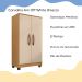 Armario Multiuso 2 Portas 6522 61 cm Carvalho Am Off White INCP