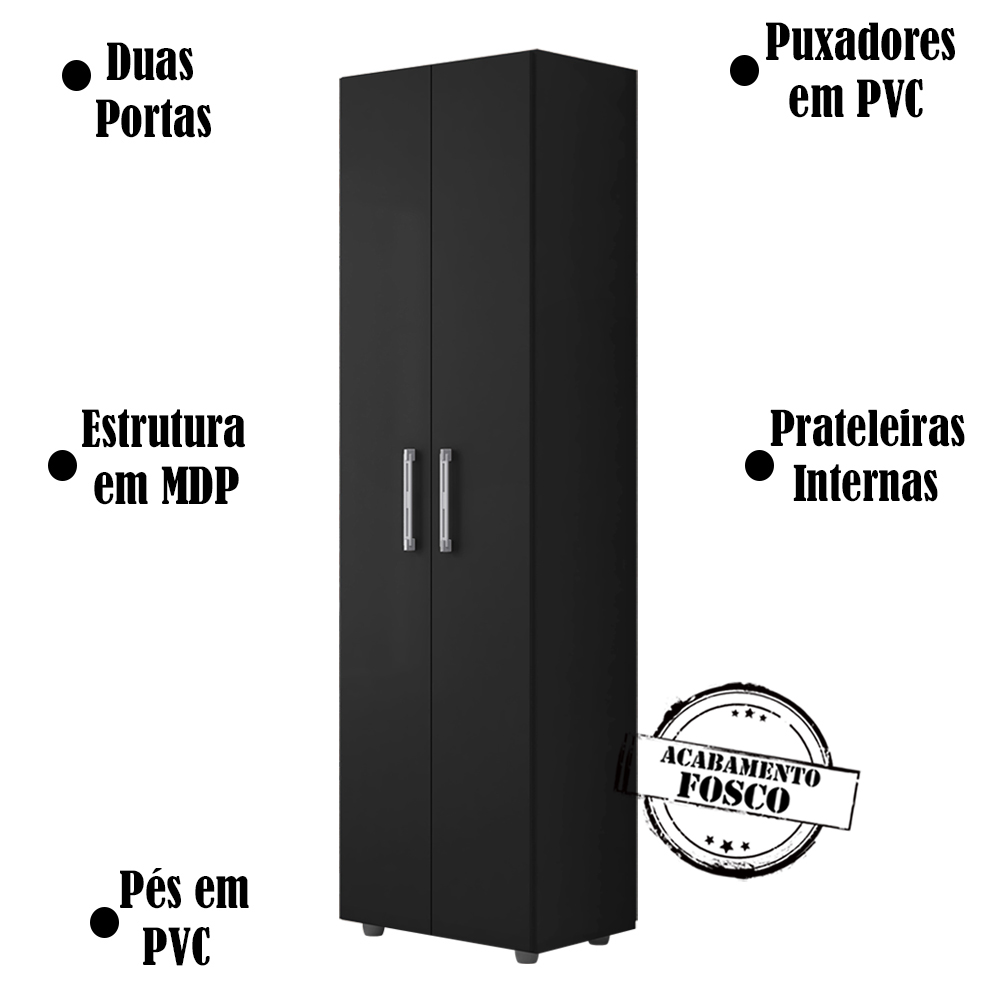 Armario Multiuso 2 Portas Beatriz Preto REAJL