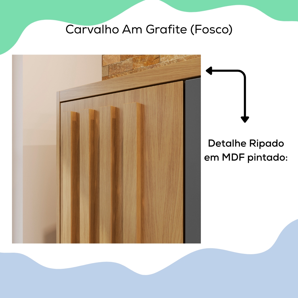 Armario Multiuso 2P Versa 11686 71 cm Carvalho Am Grafite INCP