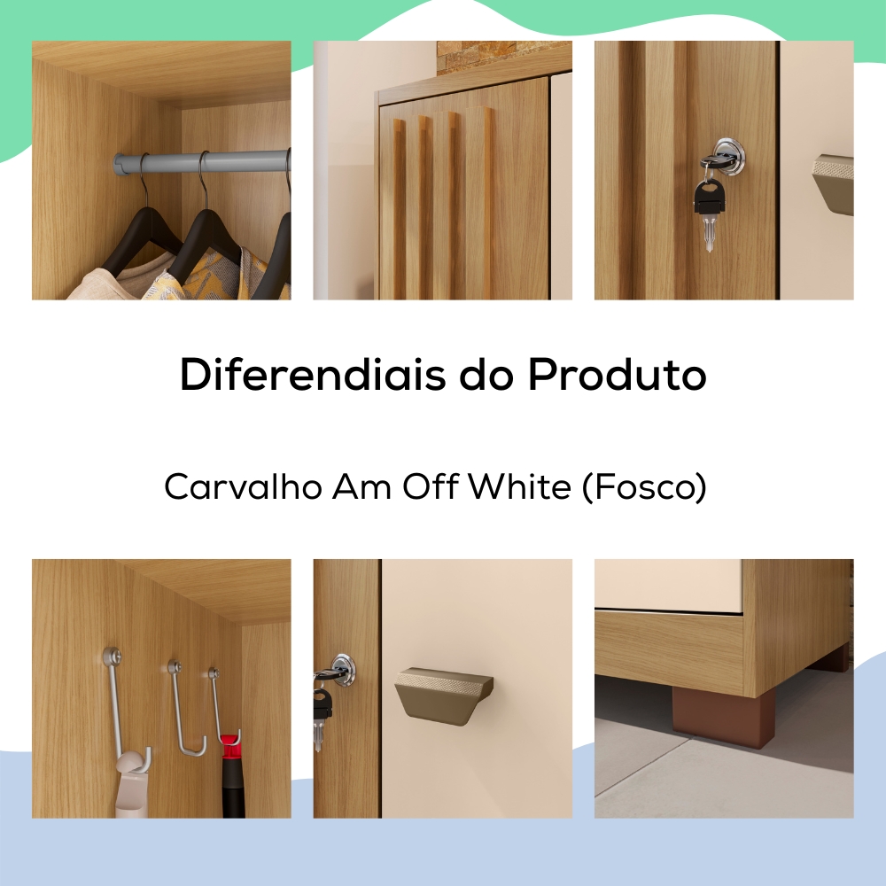 Armario Multiuso 2P Versa 11686 71 cm Carvalho Am Off White INCP