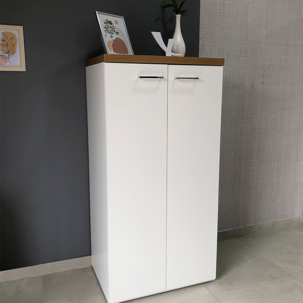 Armario Multiuso Tampo Tamburato 70cm TOK Olmo Branco ARTY
