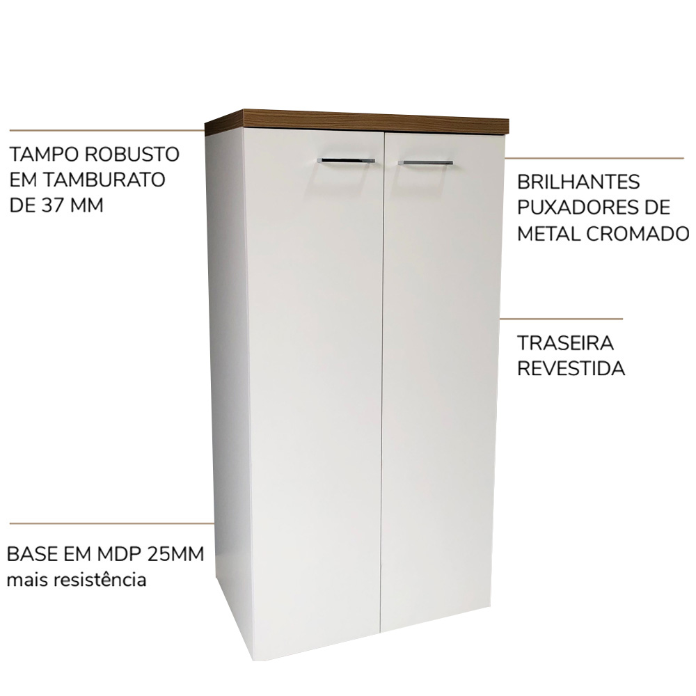 Armario Multiuso Tampo Tamburato 70cm TOK Olmo Branco ARTY