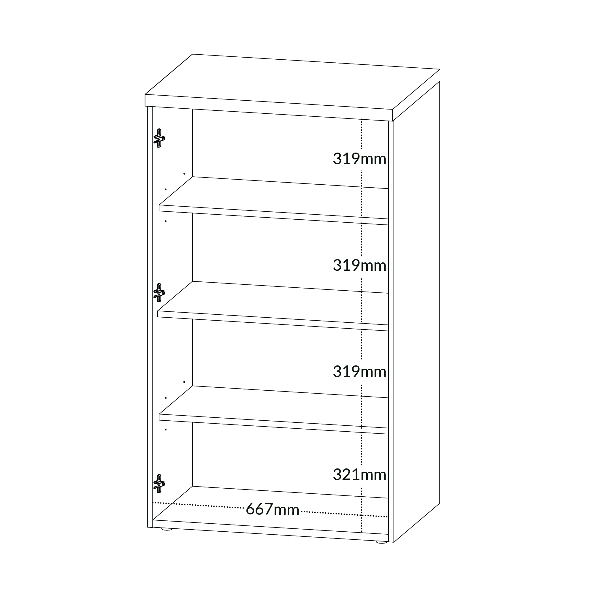 Armario Multiuso Tampo Tamburato 70cm TOK Olmo Branco ARTY