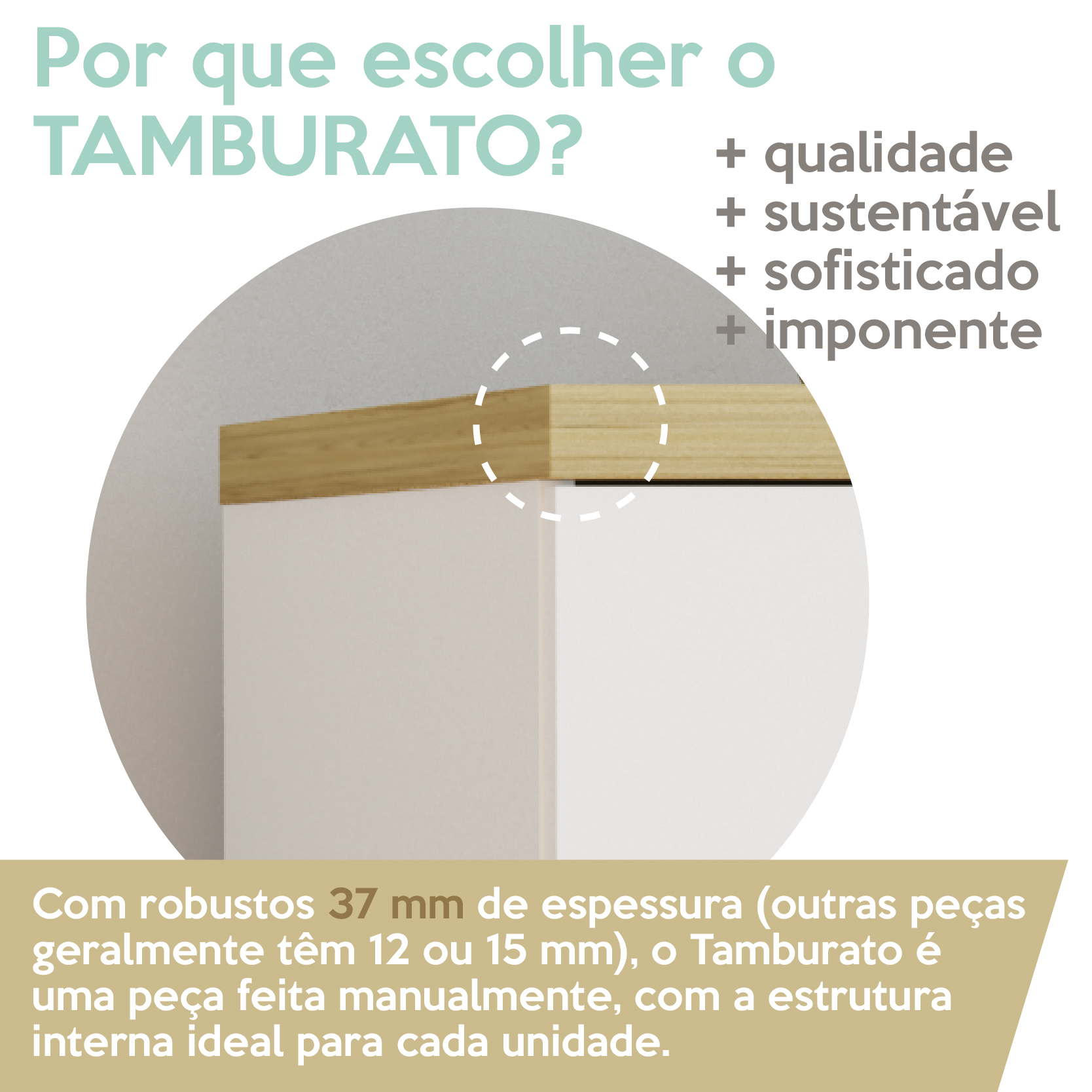 Armario Multiuso Tampo Tamburato 70cm TOK Olmo Branco ARTY
