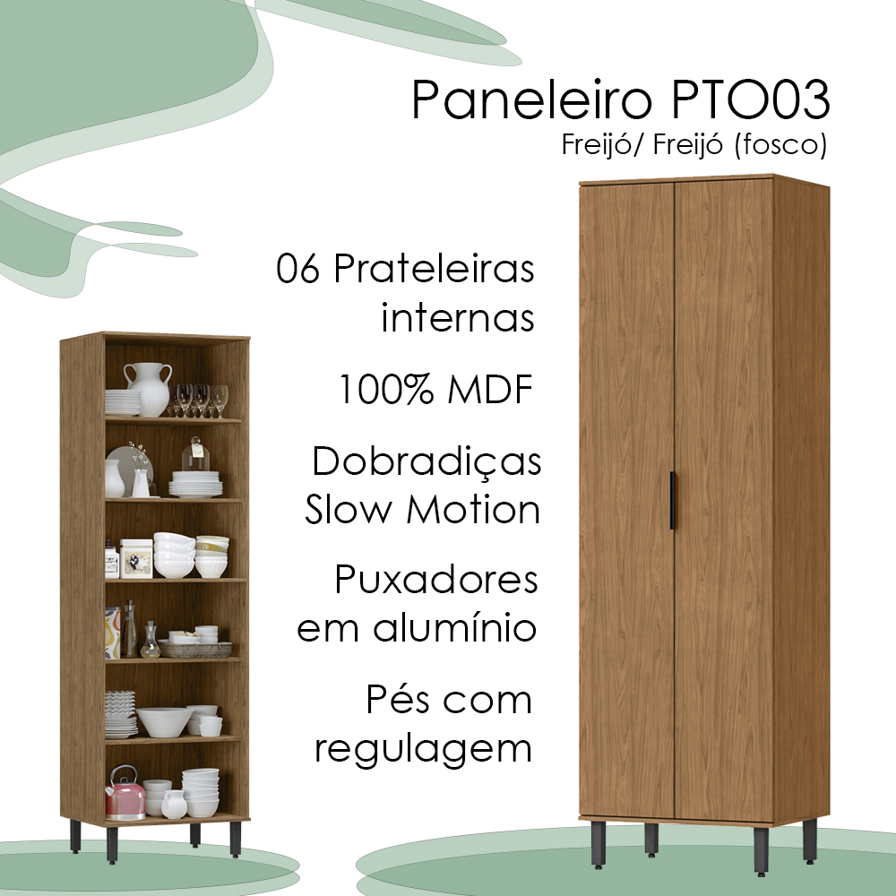 Armario Paneleiro 2 Portas MDF 70 cm Tosc PTO03 Freijo Freijo MXM
