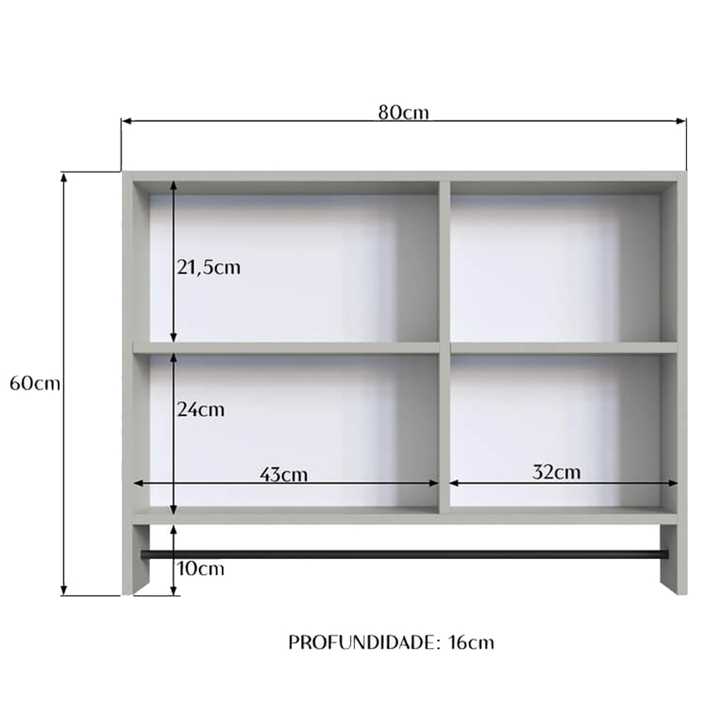 Armario Para Banheiro 01 Porta Com Espelho 80cm Arenas PRODDY