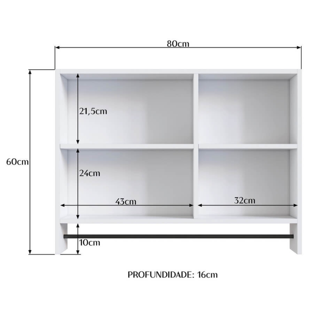 Armario Para Banheiro 01 Porta Com Espelho 80cm Branco PRODDY