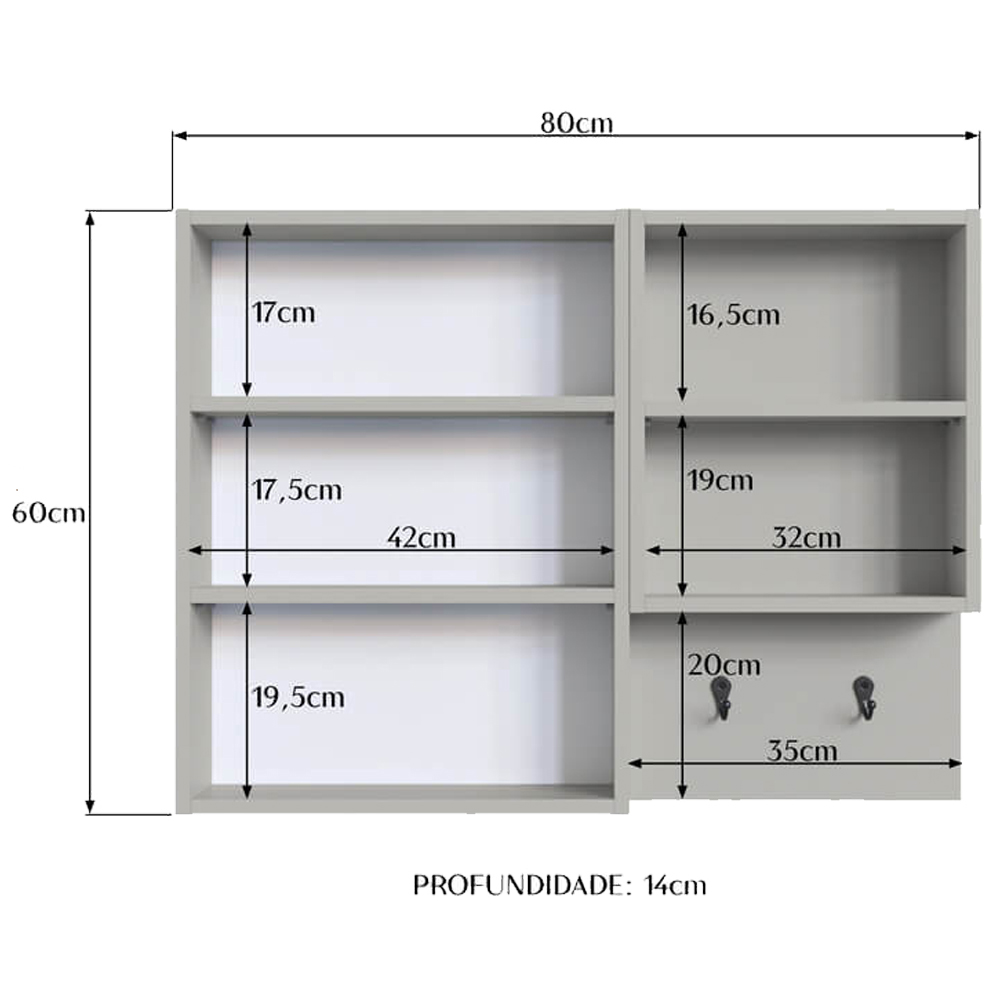 Armario Para Banheiro Com Espelho 02 Portas 80cm Arenas PRODDY