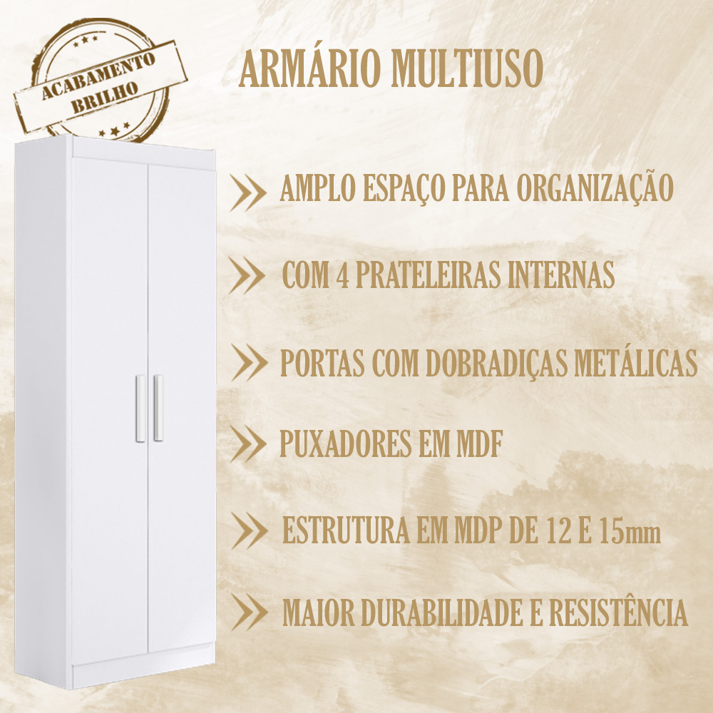 Armario Sapateira Multiuso 2 Portas 2000191 Branco ARMoveis