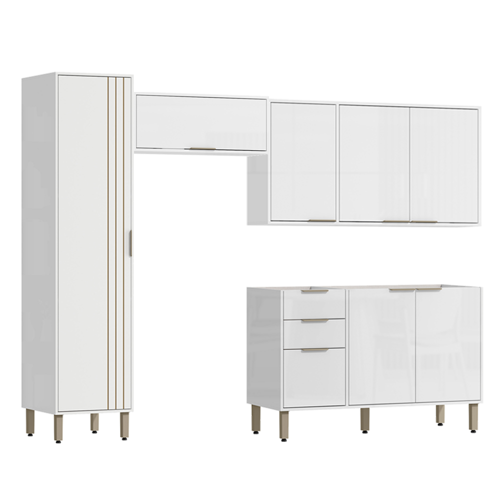Armarios Lavanderia 4 Modulos 249 cm GLOR Branco Neve MXM