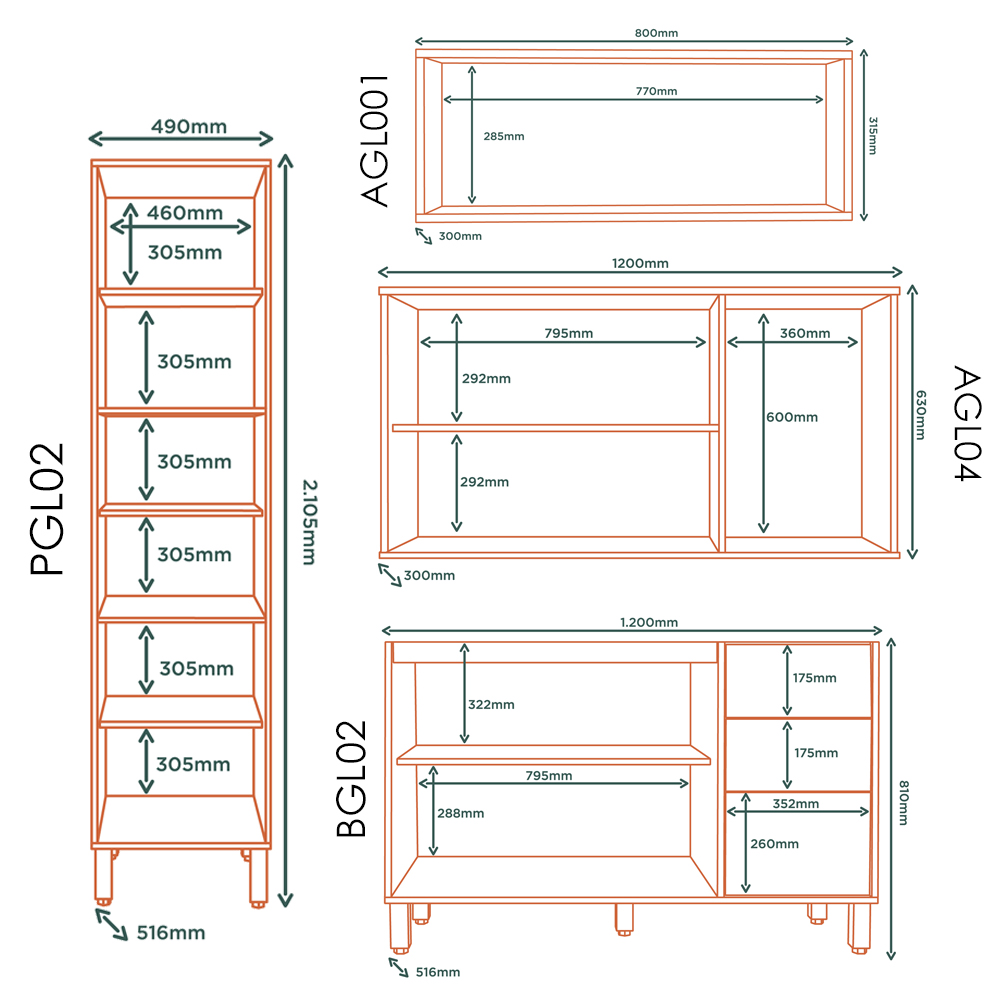 Armarios Lavanderia 4 Modulos 249 cm GLOR Branco Neve MXM