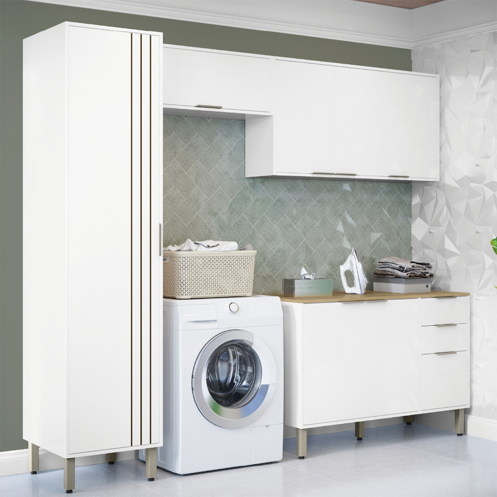 Armarios Lavanderia 4 Modulos 249 cm GLOR Branco Neve MXM