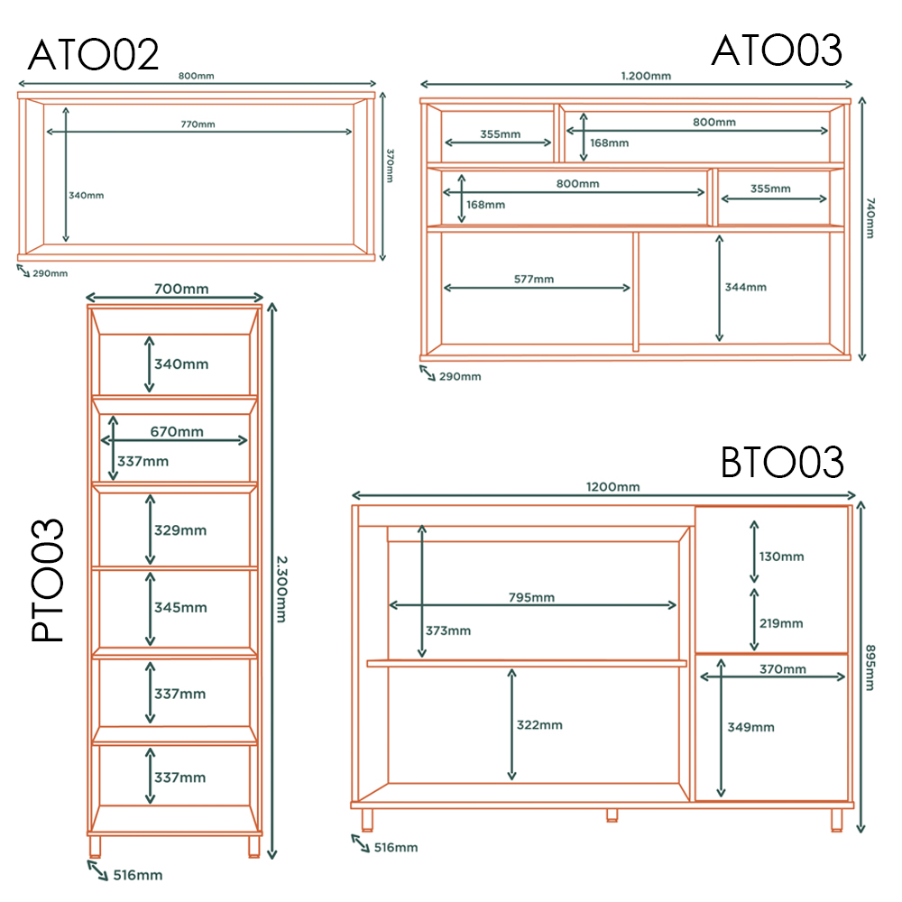 Armarios Lavanderia 4 Modulos MDF 270 cm Tosc Freijo Freijo MXM