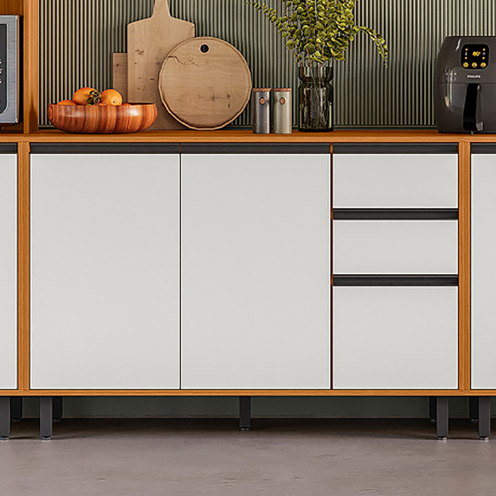 Balcão Com Tampo 3P 2G 120 cm 12640 Raven Freijo Off White PLN