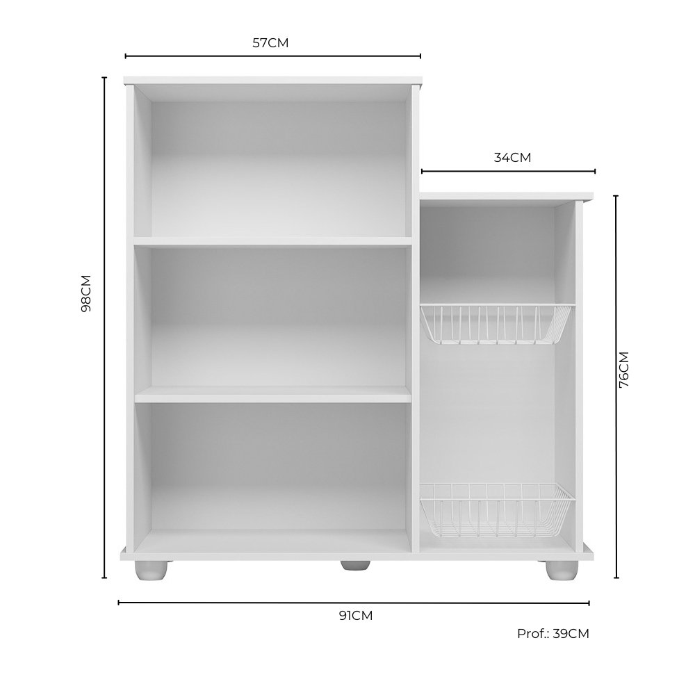 Balcão Fruteira Para Cozinha 2 Portas 91 cm Solle Branco PLN