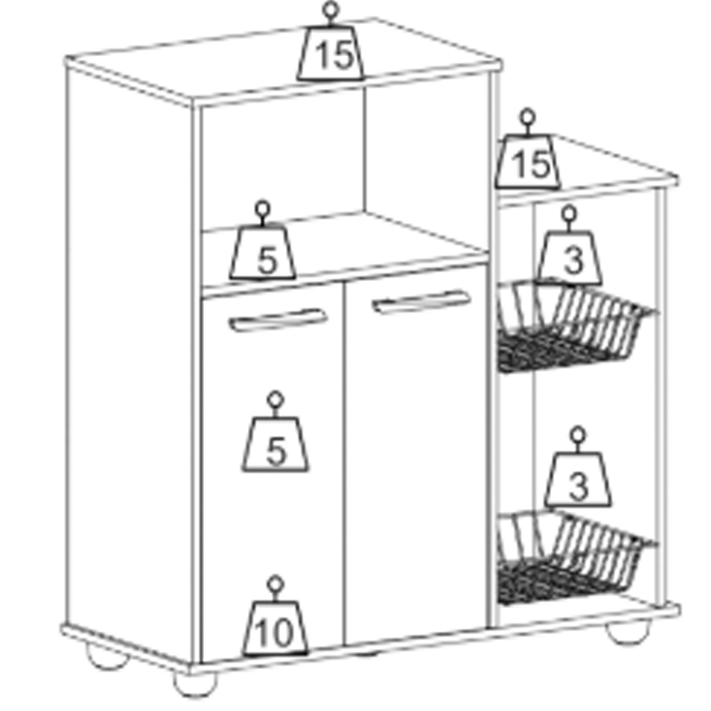 Balcão Fruteira Para Cozinha 2 Portas 91 cm Solle Branco PLN