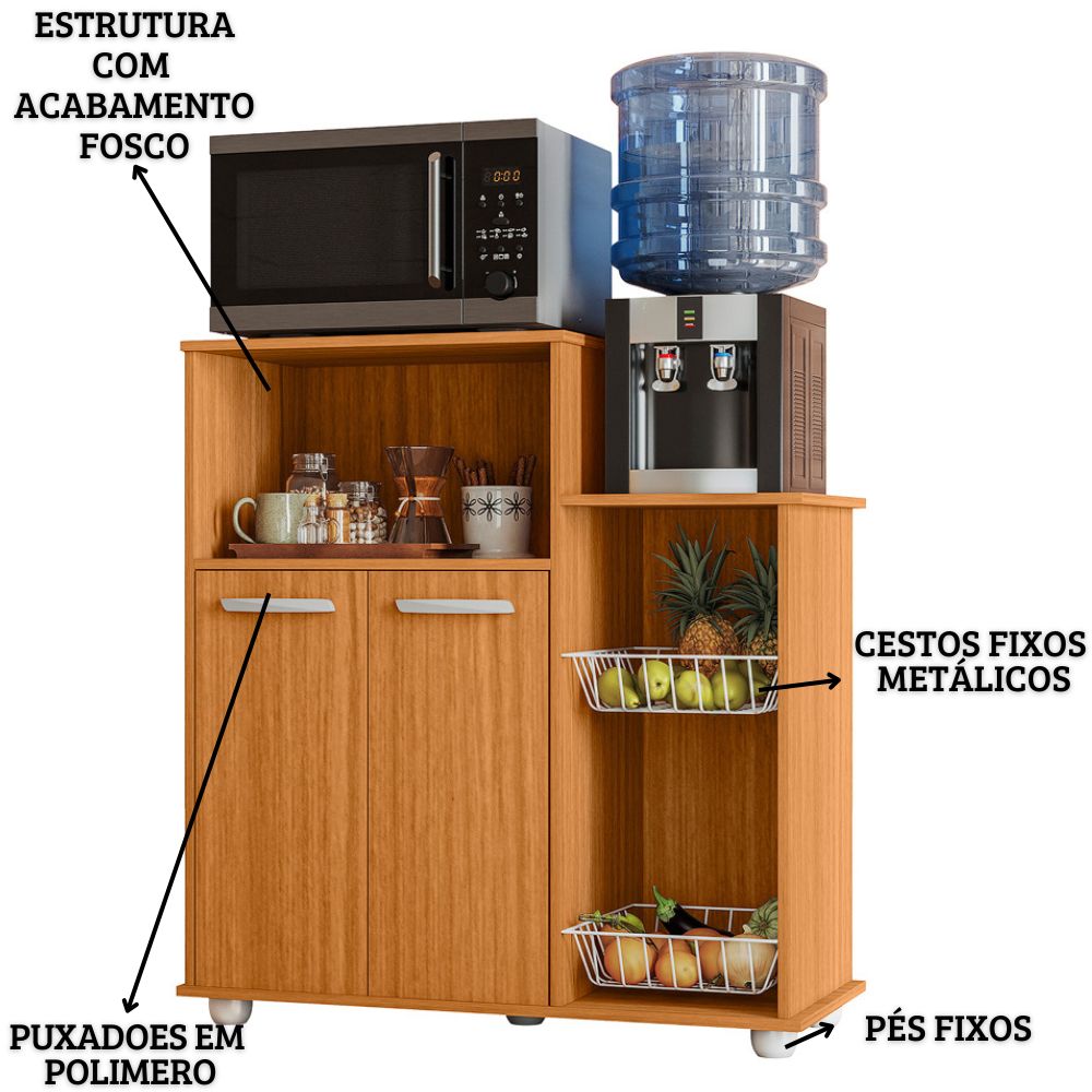 Balcão Fruteira Para Cozinha 2 Portas 91 cm Solle Freijo PLN