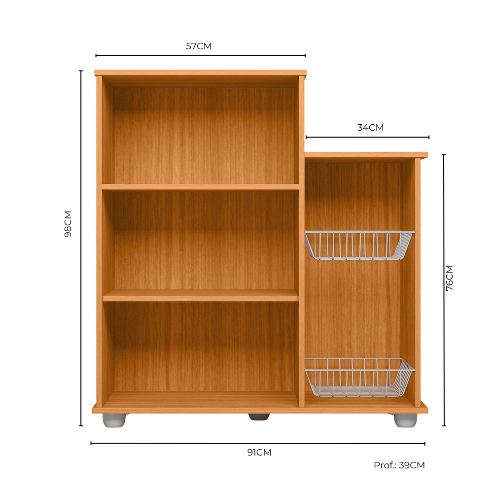Balcão Fruteira Para Cozinha 2 Portas 91 cm Solle Freijo PLN