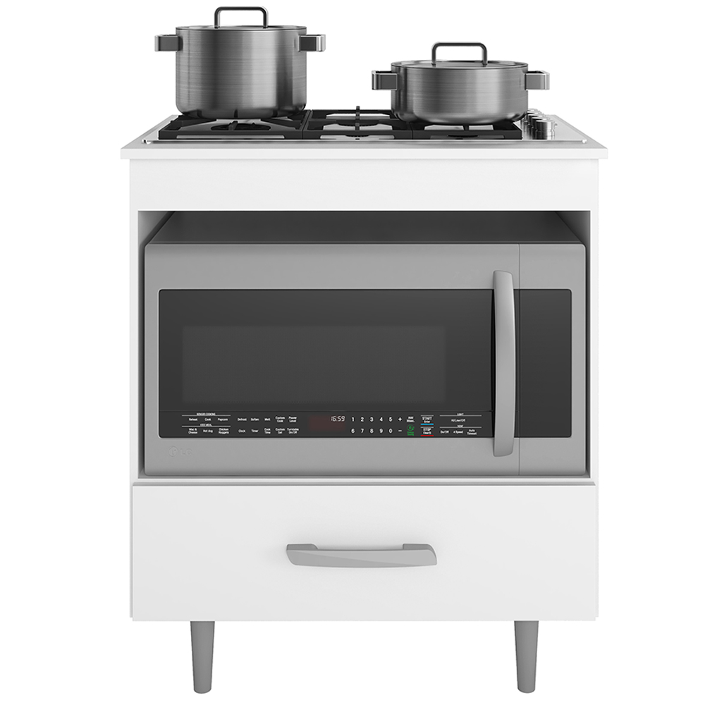 Balcão Para Cooktop  1 Gaveta 72 cm Alec Branco PLN