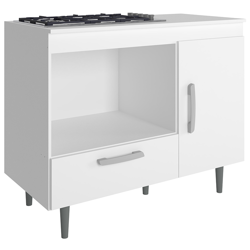 Balcão Para Cooktop 1 Porta 1 Gaveta 105 cm Alec Branco PLN