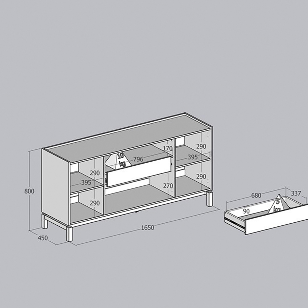 Balcao Buffet 4 Portas 1 Gaveta 165 cm 2155 Oak Ferrolack Milani Store