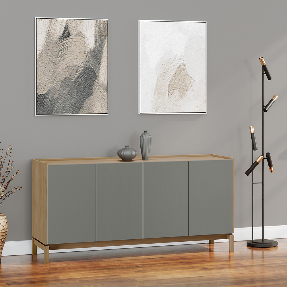 Balcao Buffet 4 Portas 1 Gaveta 165 cm 2155 Oak Ferrolack Milani Store