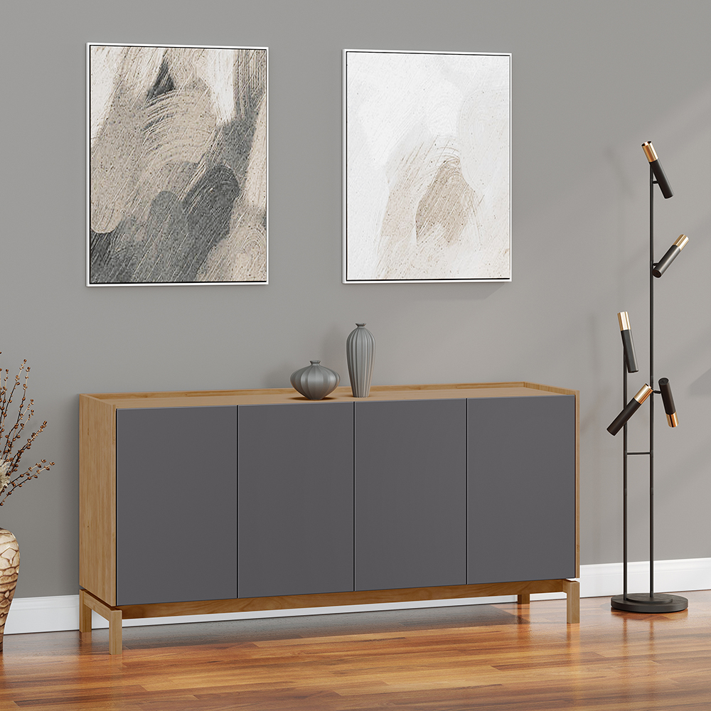 Balcao Buffet 4 Portas 1 Gaveta 165 cm 2155 Tauari Concret Milani Store