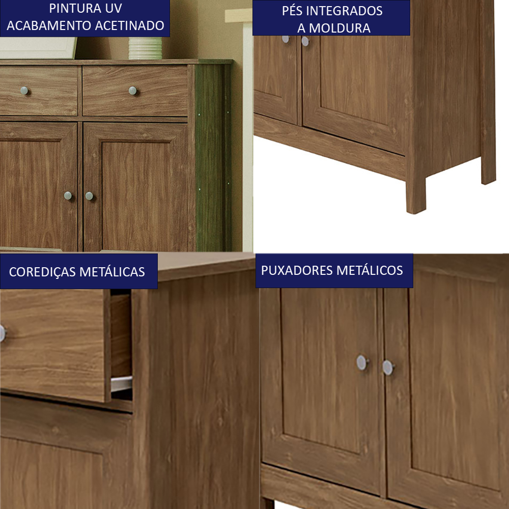 Balcao Buffet 4 Portas 4 Gavetas 154 cm R626 Diamond Dtall