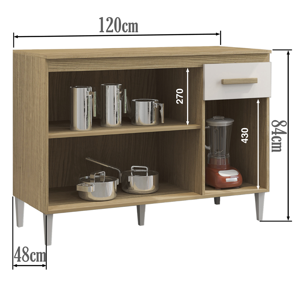 Balcao Com Tampo 120cm 2000310 Atacama Off White ARMoveis