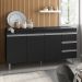 Balcao Com Tampo 150 cm 3 Portas Andreia Preto REAJL