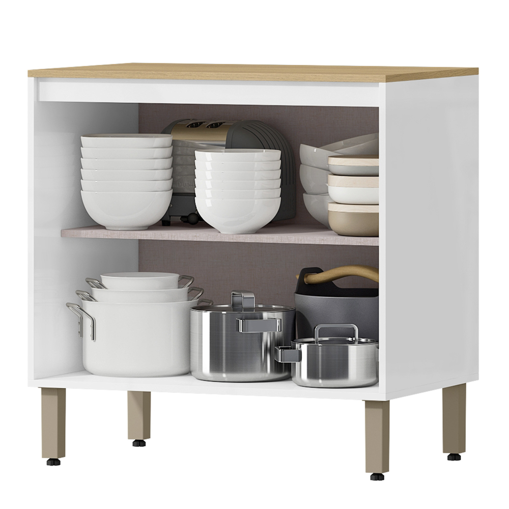 Balcao Com Tampo 80 cm 2 Pt GLOR BGL01 Branco Neve MXM